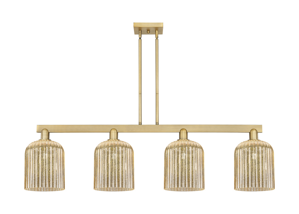 Bridal Veil - 4 Light - 51 inch - Brushed Brass - Stem hung - Island Light
