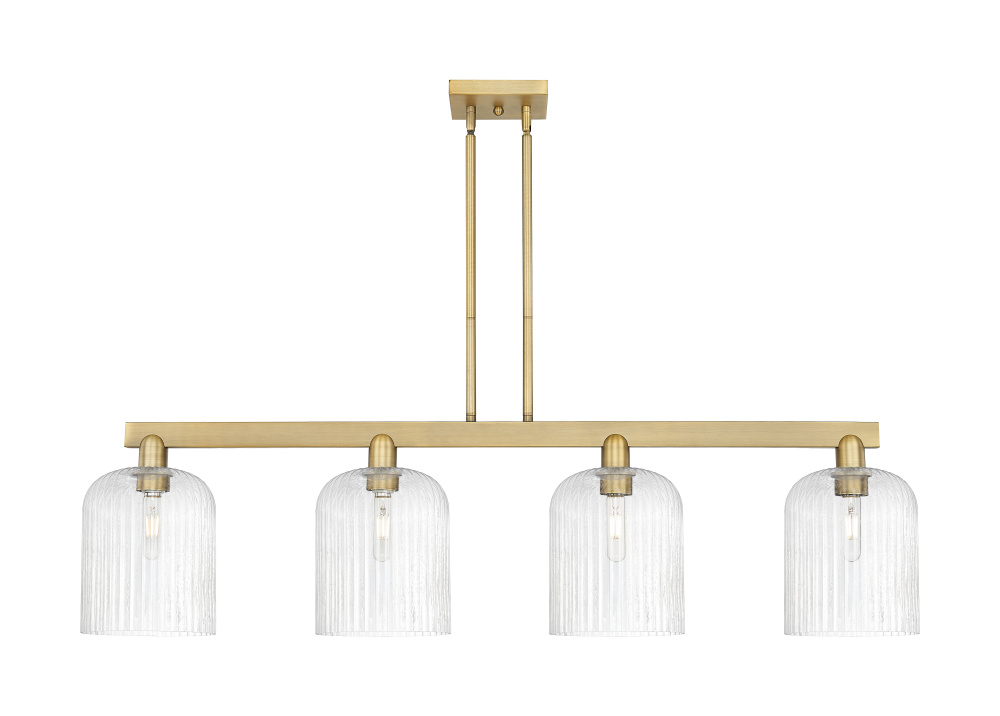 Bridal Veil - 4 Light - 51 inch - Brushed Brass - Stem hung - Island Light