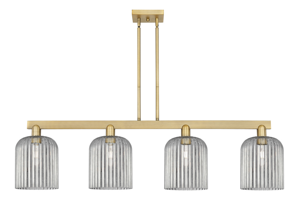 Bridal Veil - 4 Light - 51 inch - Brushed Brass - Stem hung - Island Light