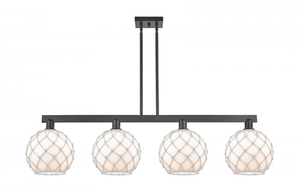 Farmhouse Rope - 4 Light - 53 inch - Matte Black - Stem hung - Island Light