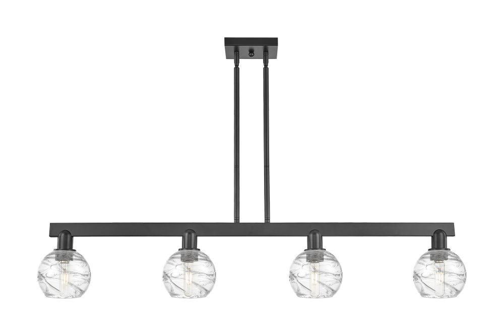 Athens Deco Swirl - 4 Light - 48 inch - Matte Black - Stem hung - Island Light