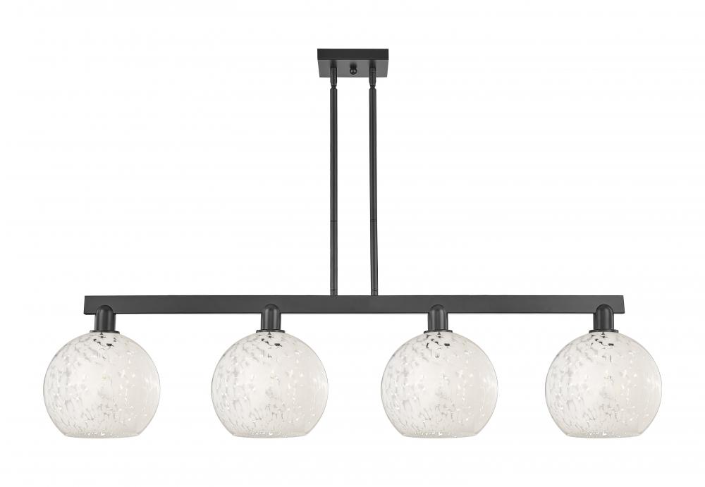 White Mouchette - 4 Light - 53 inch - Matte Black - Stem hung - Island Light