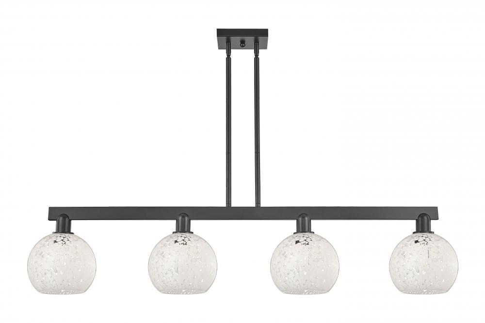 White Mouchette - 4 Light - 51 inch - Matte Black - Stem hung - Island Light