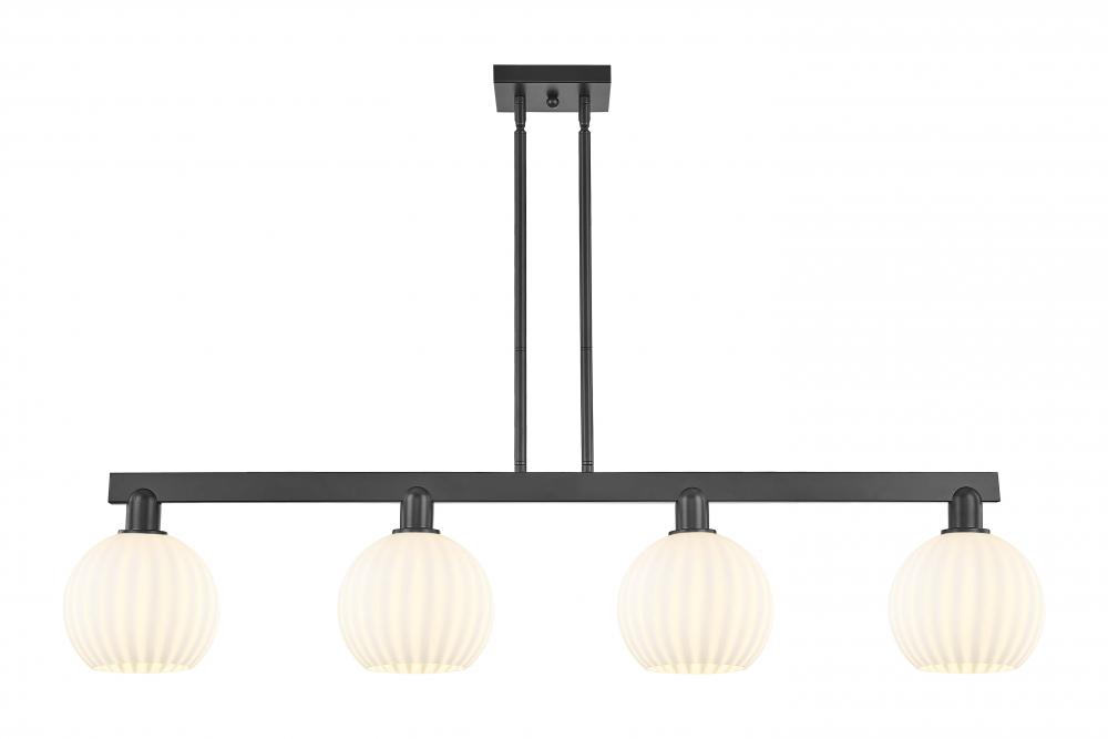 White Venetian - 4 Light - 48 inch - Matte Black - Stem Hung - Island Light