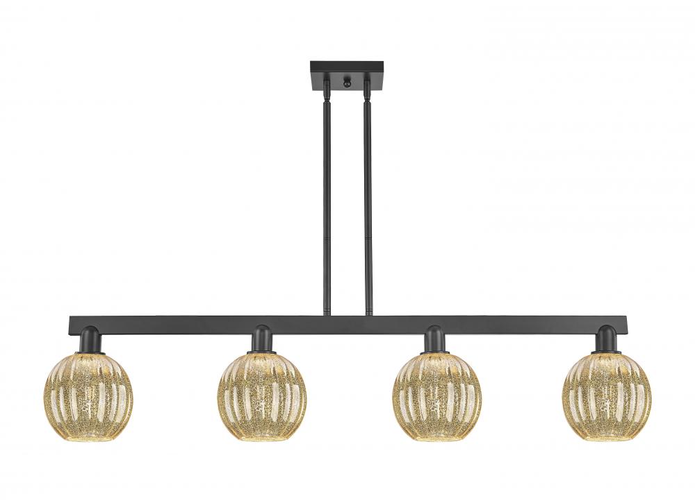 Preston Globe - 4 Light - 48 inch - Matte Black - Stem hung - Island Light