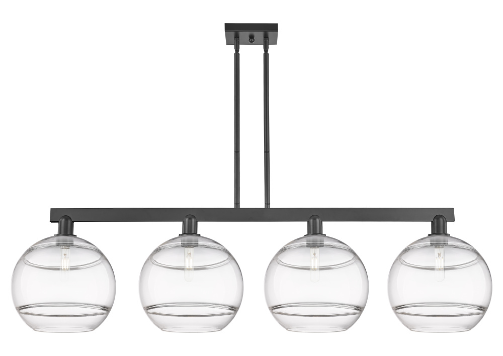 Rochester - 4 Light - 55 inch - Matte Black - Stem hung - Island Light