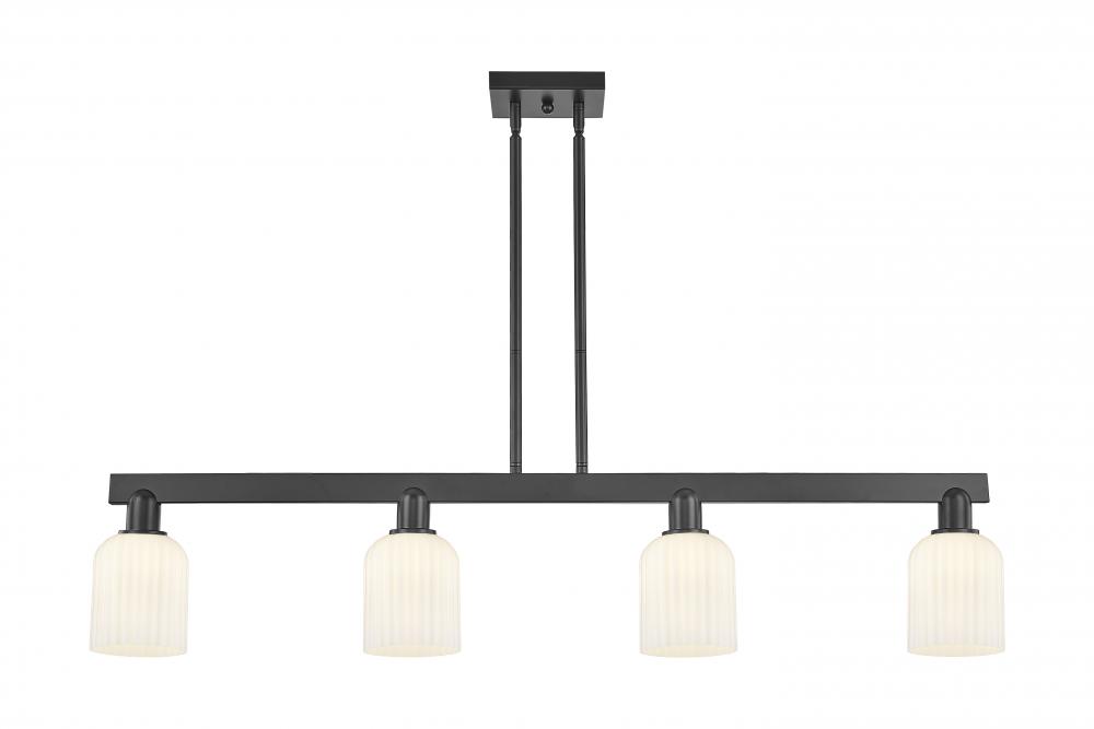 Bridal Veil - 4 Light - 48 inch - Matte Black - Stem hung - Island Light