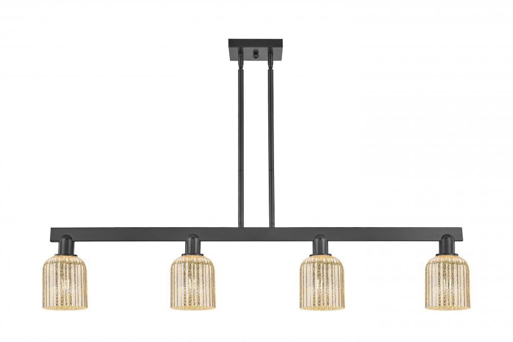 Bridal Veil - 4 Light - 48 inch - Matte Black - Stem hung - Island Light