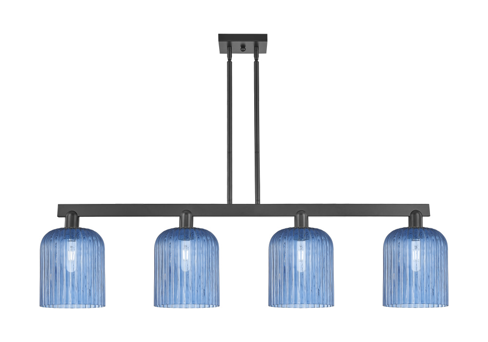 Bridal Veil - 4 Light - 51 inch - Matte Black - Stem hung - Island Light