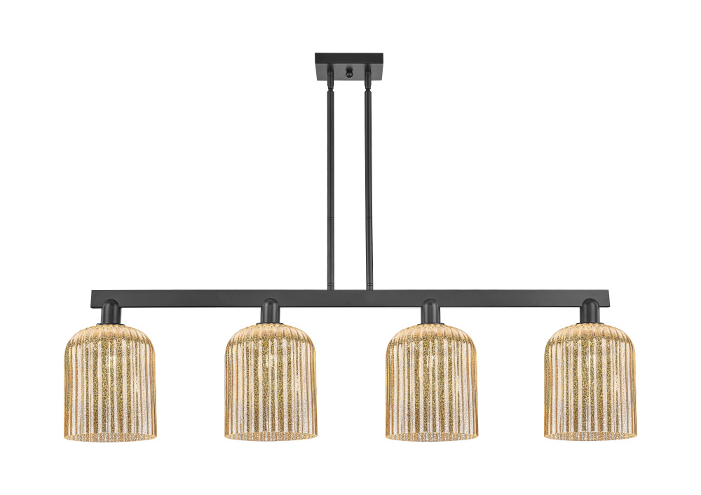 Bridal Veil - 4 Light - 51 inch - Matte Black - Stem hung - Island Light