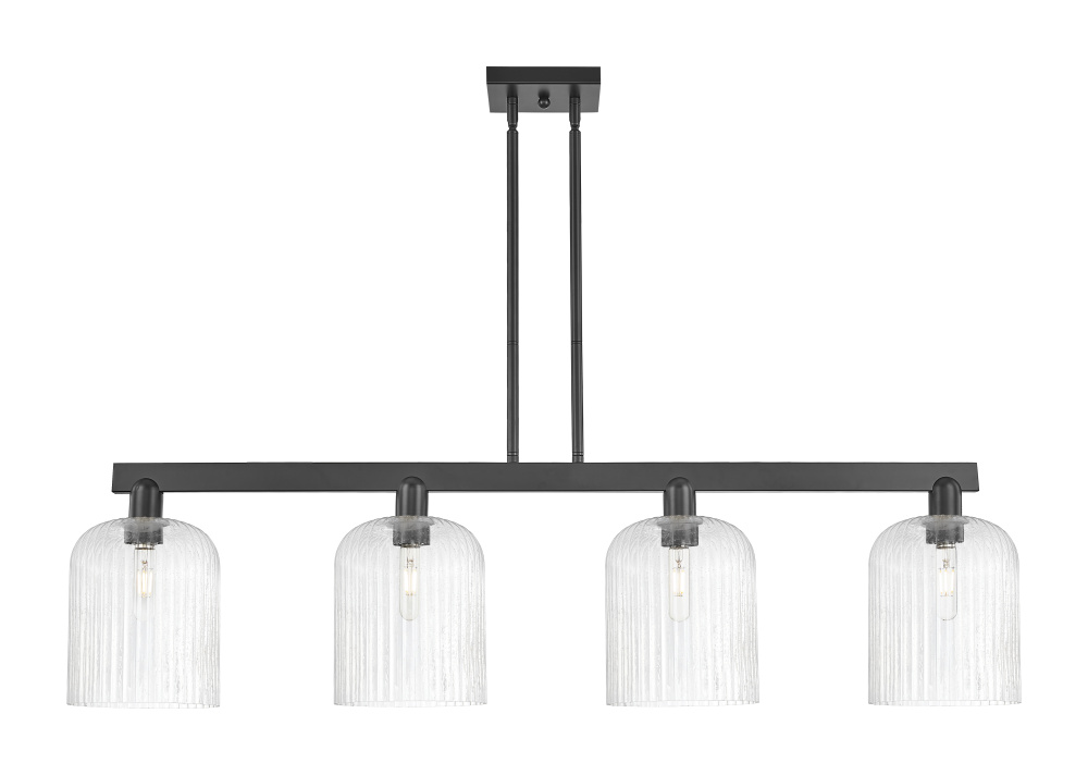 Bridal Veil - 4 Light - 51 inch - Matte Black - Stem hung - Island Light