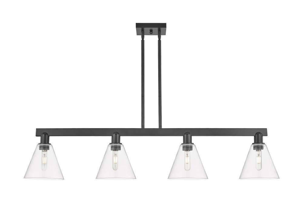 Berkshire Glass - 4 Light - 51 inch - Matte Black - Stem hung - Island Light