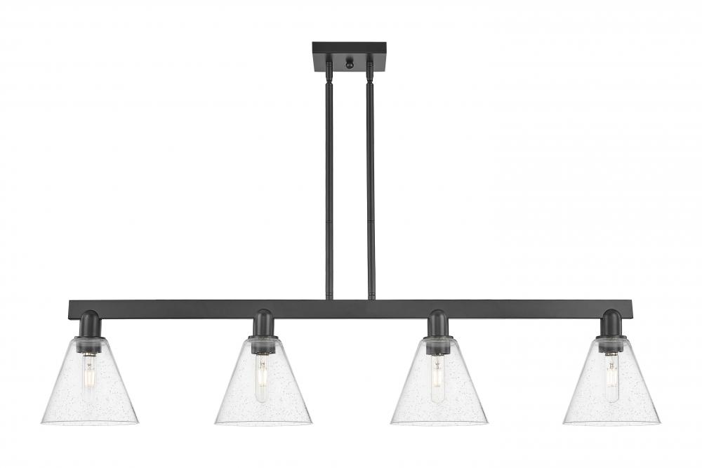 Berkshire Glass - 4 Light - 51 inch - Matte Black - Stem hung - Island Light