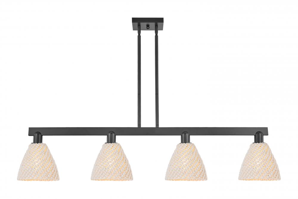 Bristol Natural - 4 Light - 48 inch - Matte Black - Stem hung - Island Light