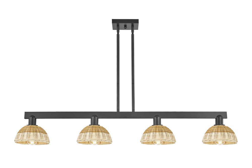 Natural Ballston Dome - 4 Light - 48 inch - Matte Black - Stem hung - Island Light