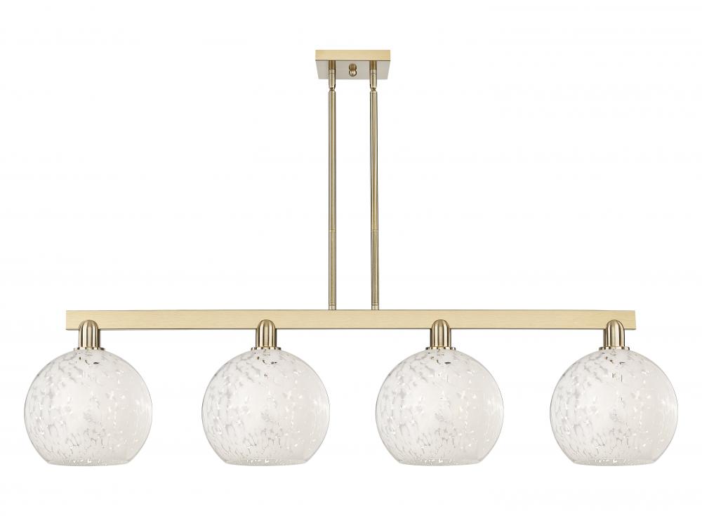 White Mouchette - 4 Light - 53 inch - Champagne Bronze - Stem hung - Island Light