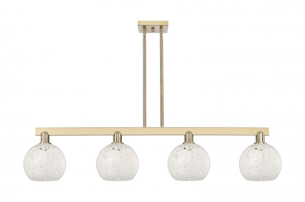 White Mouchette - 4 Light - 51 inch - Champagne Bronze - Stem hung - Island Light