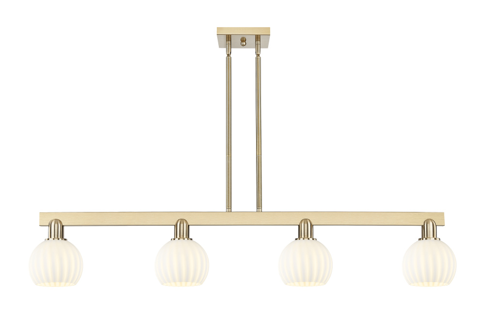 White Venetian - 4 Light - 49 inch - Champagne Bronze - Stem hung - Island Light
