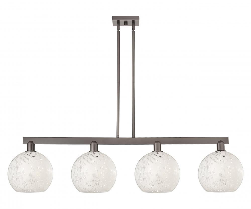 White Mouchette - 4 Light - 53 inch - Oil Rubbed Bronze - Stem hung - Island Light