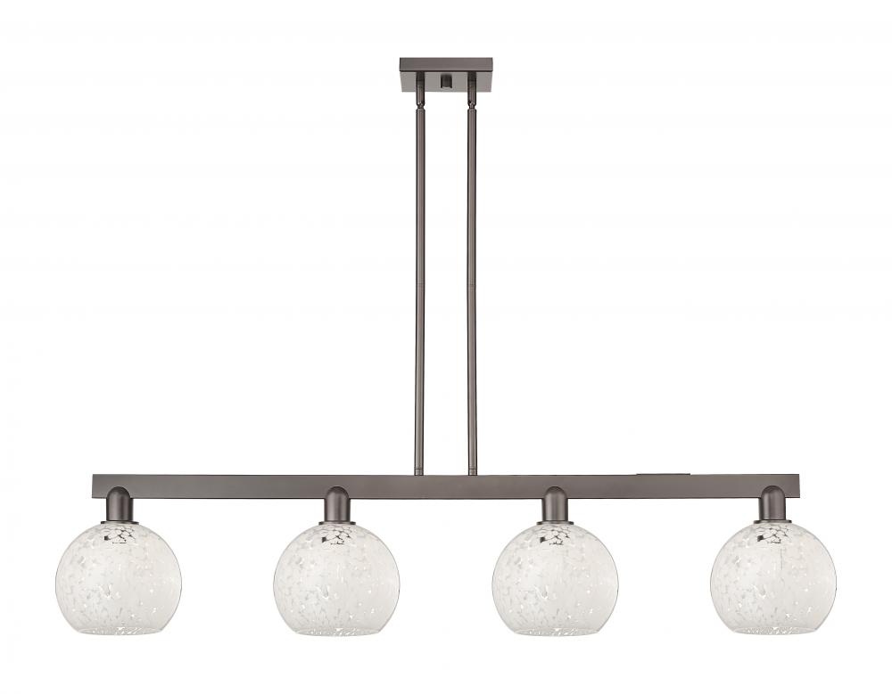 White Mouchette - 4 Light - 51 inch - Oil Rubbed Bronze - Stem hung - Island Light