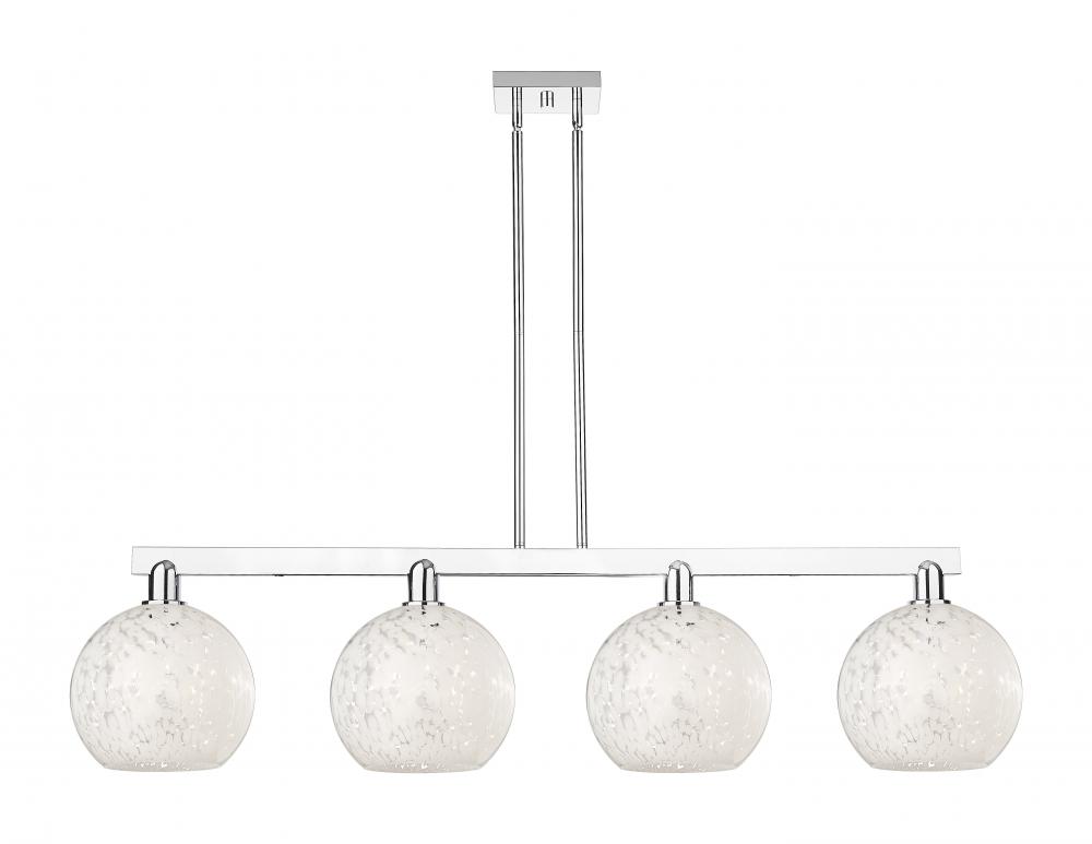 White Mouchette - 4 Light - 53 inch - Polished Chrome - Stem hung - Island Light