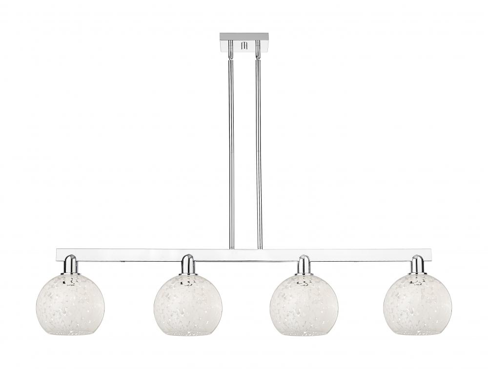 White Mouchette - 4 Light - 51 inch - Polished Chrome - Stem hung - Island Light