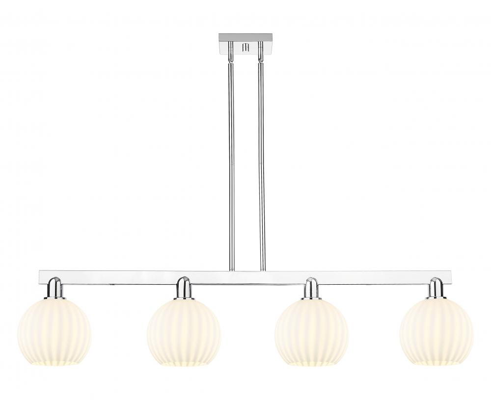 White Venetian - 4 Light - 48 inch - Polished Chrome - Stem Hung - Island Light