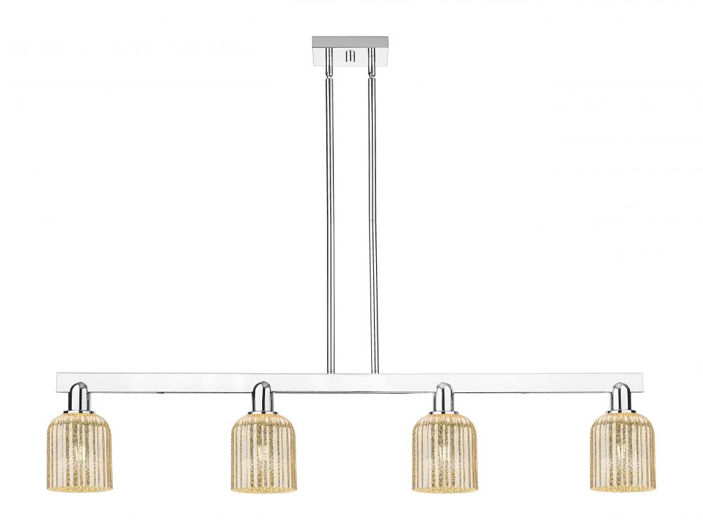 Bridal Veil - 4 Light - 48 inch - Polished Chrome - Stem hung - Island Light