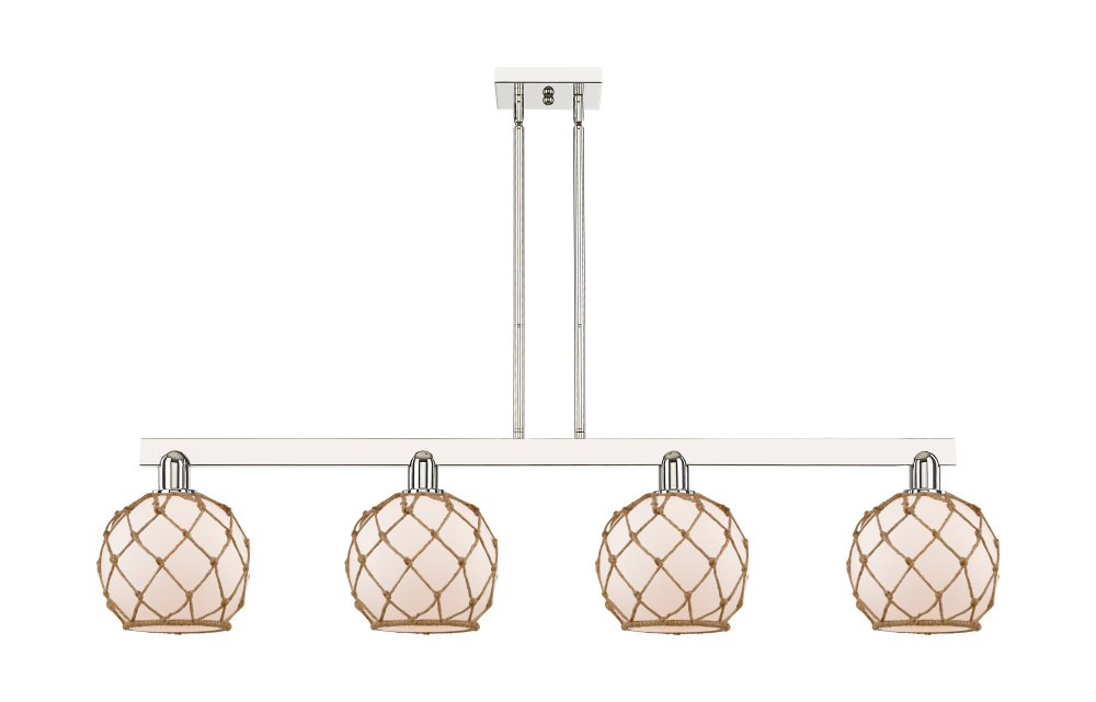 Farmhouse Rope - 4 Light - 51 inch - Polished Nickel - Stem hung - Island Light