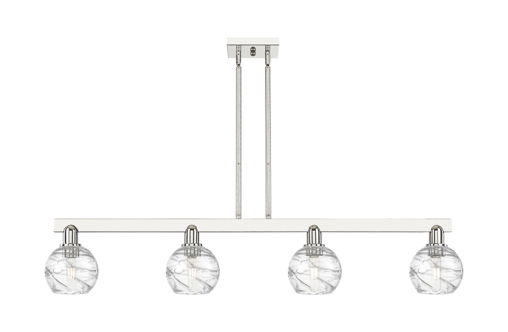 Athens Deco Swirl - 4 Light - 48 inch - Polished Nickel - Stem hung - Island Light