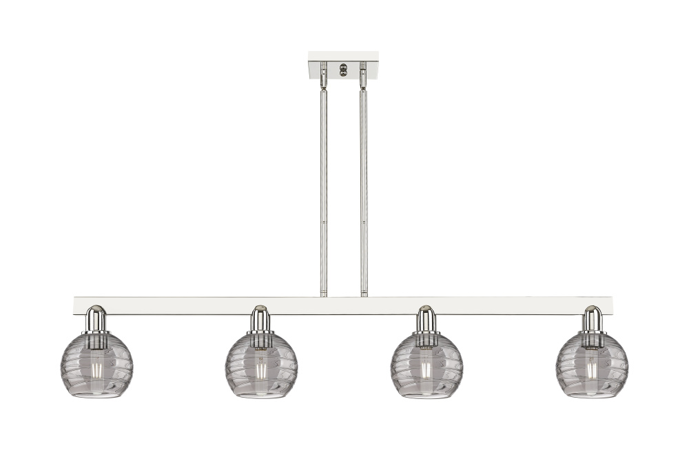 Athens Deco Swirl - 4 Light - 48 inch - Polished Nickel - Stem hung - Island Light