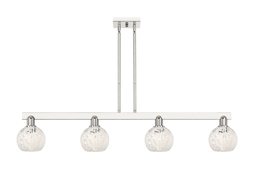 White Mouchette - 4 Light - 49 inch - Polished Nickel - Stem hung - Island Light