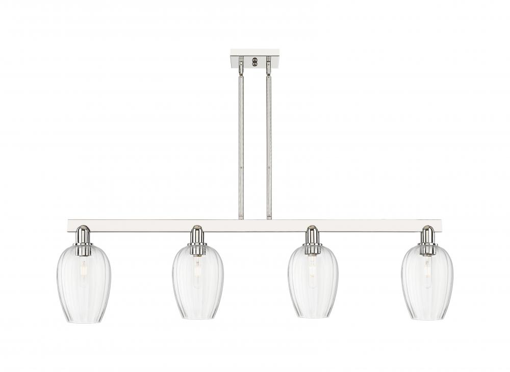 Preston Flute - 4 Light - 48 inch - Polished Nickel - Stem hung - Island Light