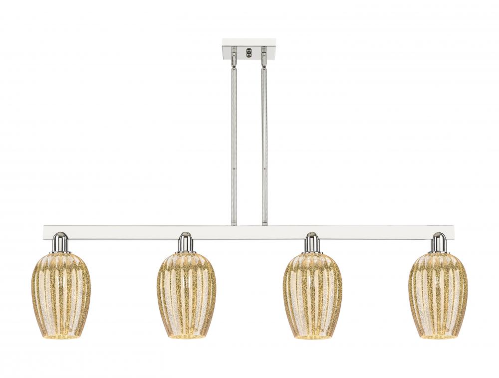 Preston Flute - 4 Light - 48 inch - Polished Nickel - Stem hung - Island Light