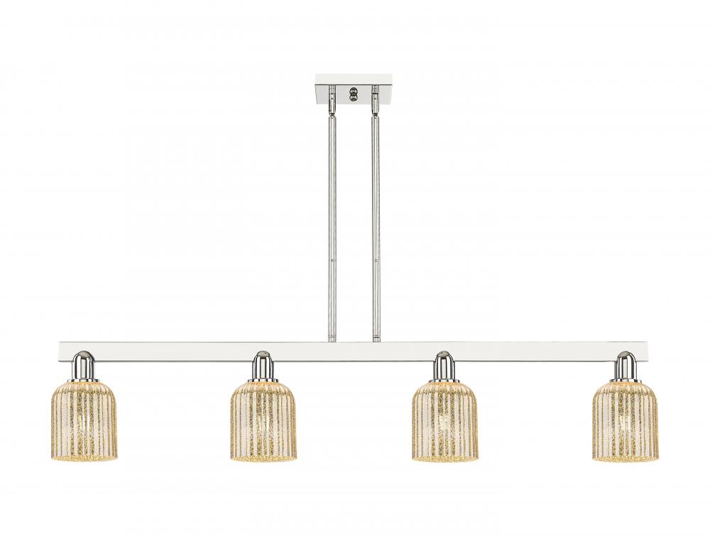 Bridal Veil - 4 Light - 48 inch - Polished Nickel - Stem hung - Island Light