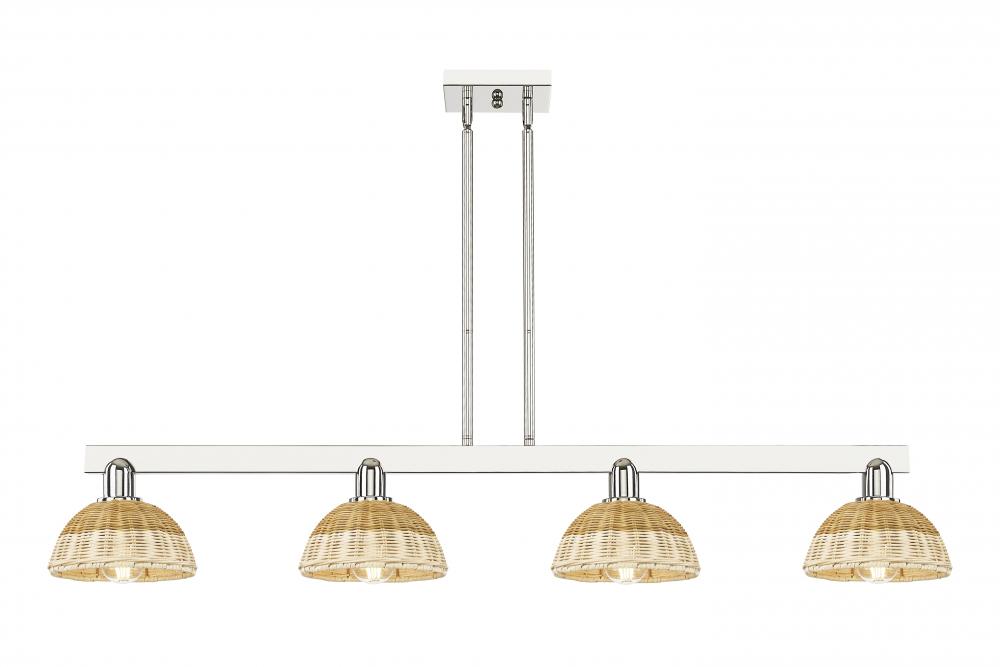 Natural Ballston Dome - 4 Light - 48 inch - Polished Nickel - Stem hung - Island Light