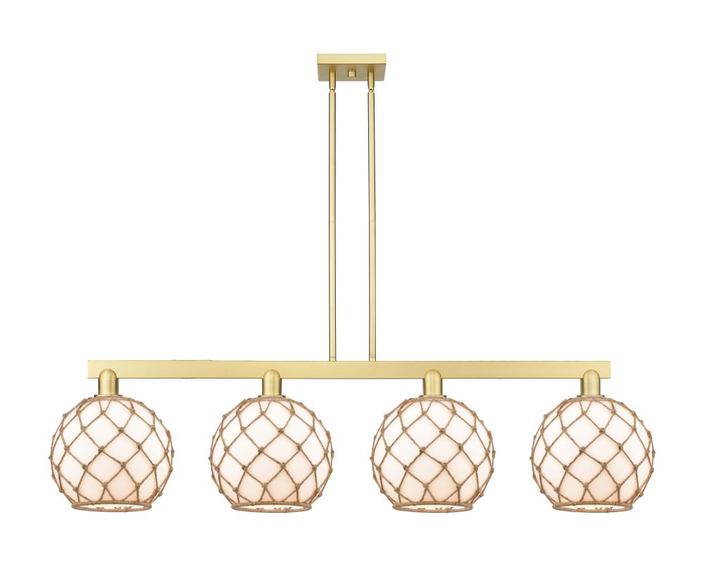 Farmhouse Rope - 4 Light - 53 inch - Satin Gold - Stem hung - Island Light