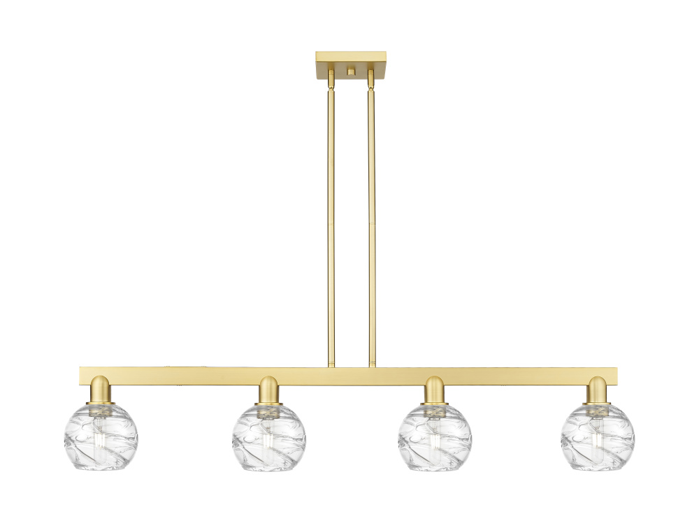 Athens Deco Swirl - 4 Light - 48 inch - Satin Gold - Stem hung - Island Light