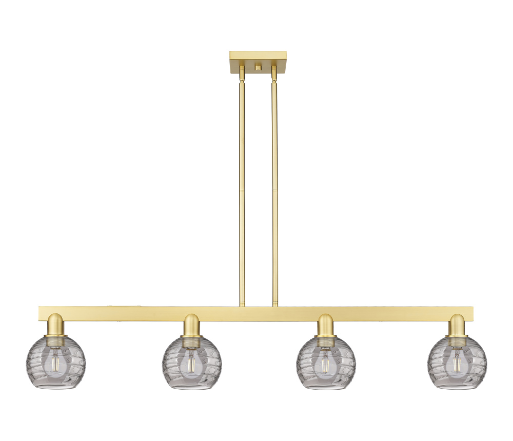 Athens Deco Swirl - 4 Light - 48 inch - Satin Gold - Stem hung - Island Light