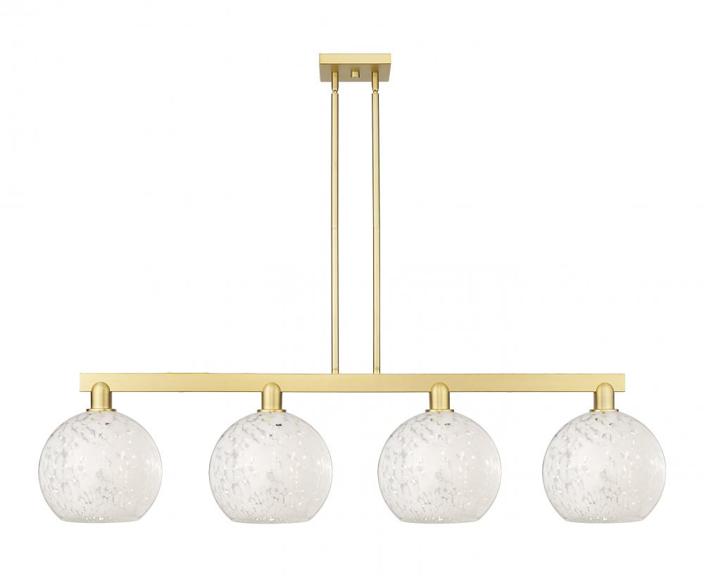White Mouchette - 4 Light - 53 inch - Satin Gold - Stem hung - Island Light