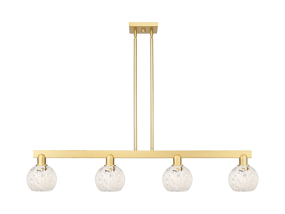 White Mouchette - 4 Light - 49 inch - Satin Gold - Stem hung - Island Light