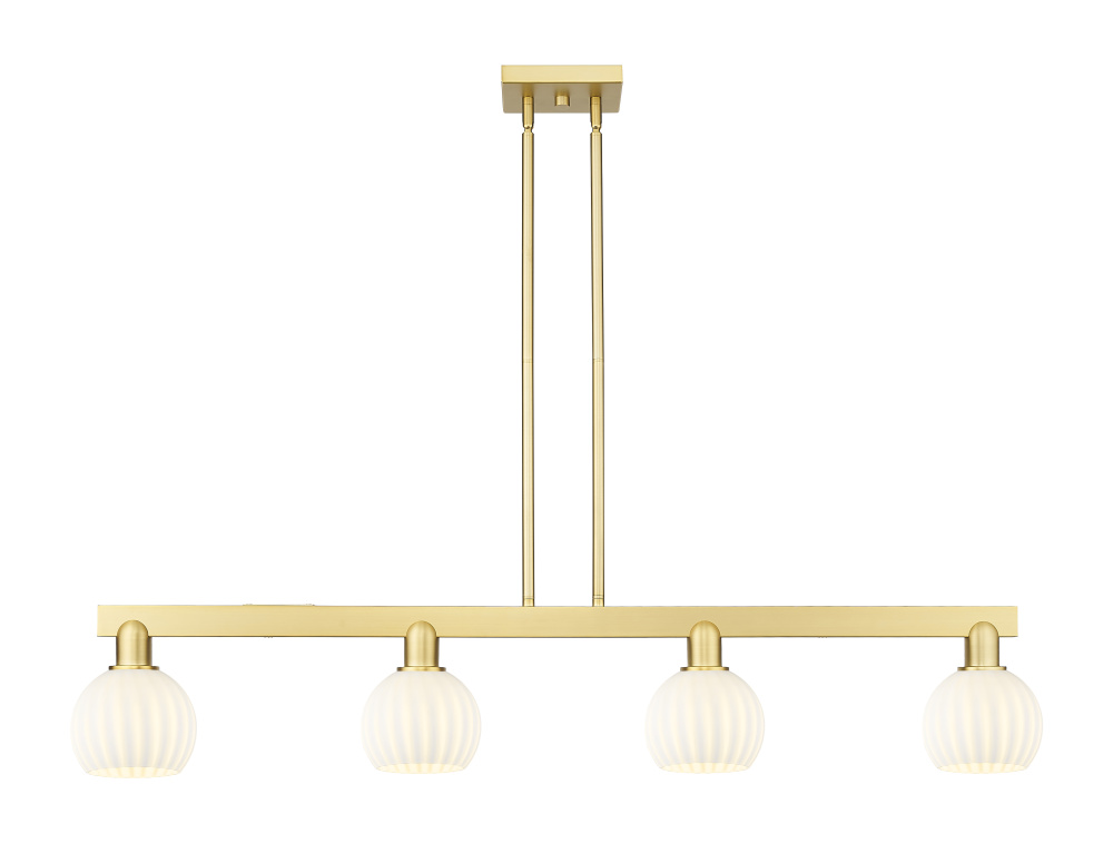 White Venetian - 4 Light - 49 inch - Satin Gold - Stem hung - Island Light