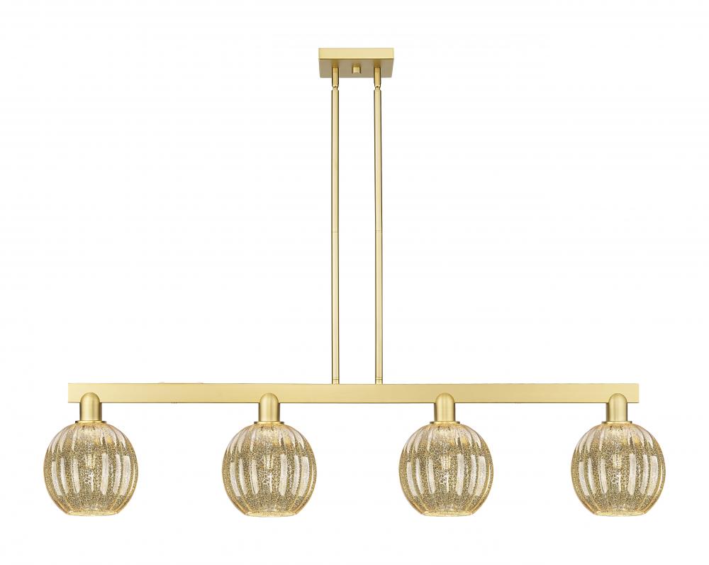 Preston Globe - 4 Light - 48 inch - Satin Gold - Stem hung - Island Light