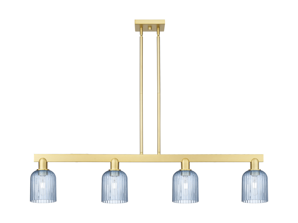 Bridal Veil - 4 Light - 48 inch - Satin Gold - Stem hung - Island Light