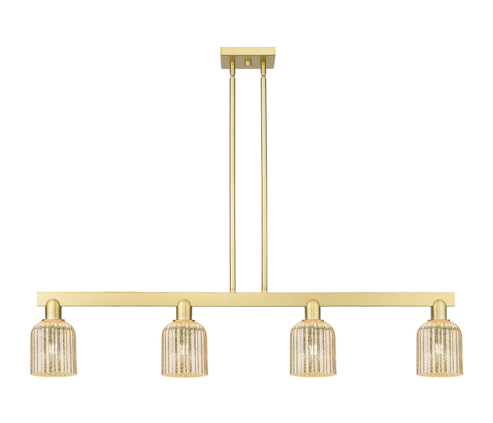 Bridal Veil - 4 Light - 48 inch - Satin Gold - Stem hung - Island Light