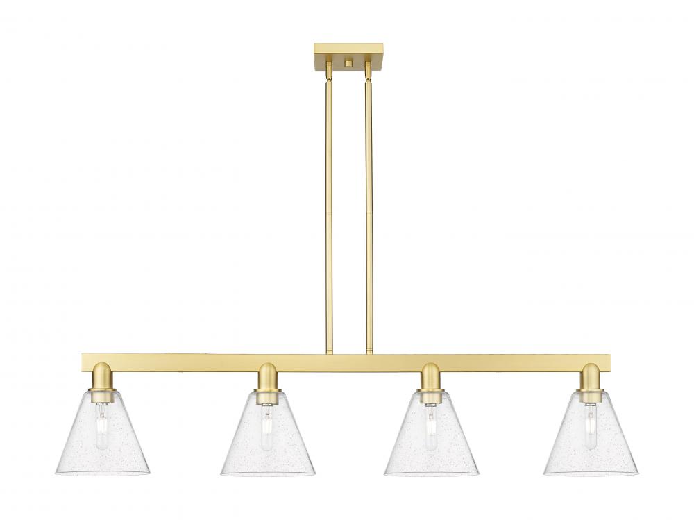 Berkshire Glass - 4 Light - 51 inch - Satin Gold - Stem hung - Island Light