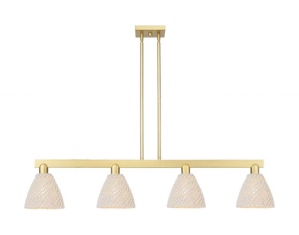 Bristol Natural - 4 Light - 48 inch - Satin Gold - Stem hung - Island Light