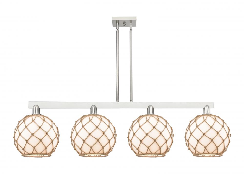 Farmhouse Rope - 4 Light - 53 inch - Brushed Satin Nickel - Stem hung - Island Light