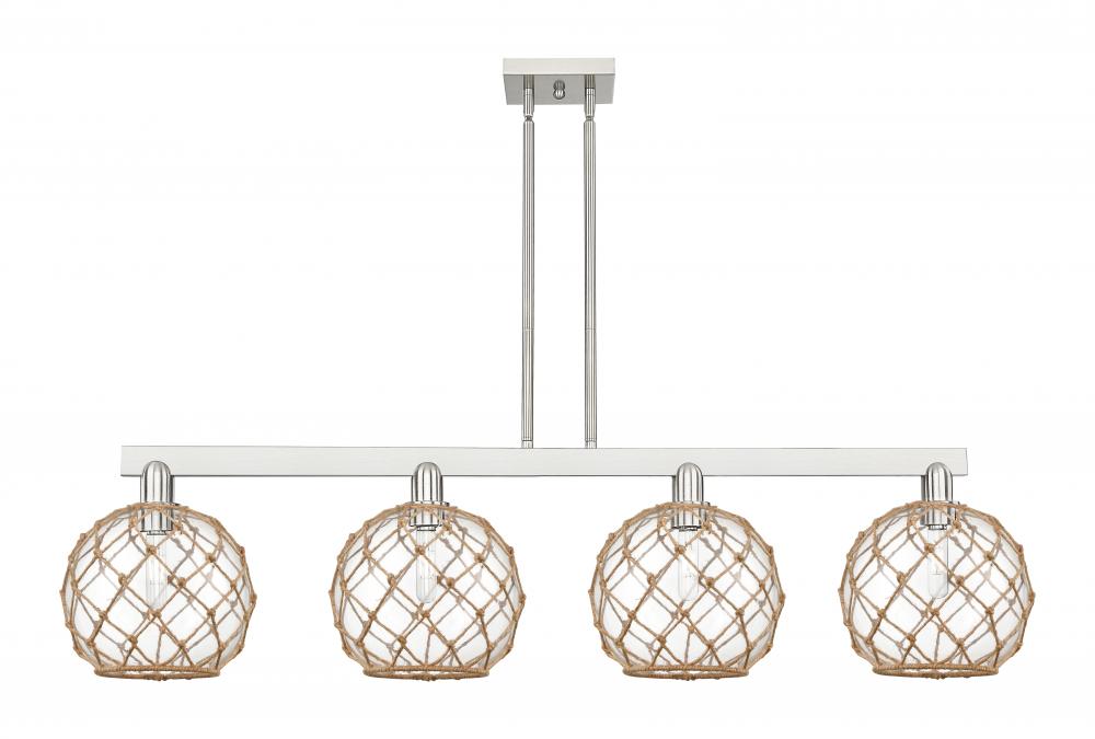 Farmhouse Rope - 4 Light - 53 inch - Brushed Satin Nickel - Stem hung - Island Light