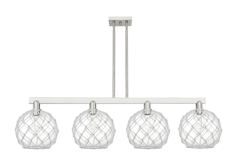 Farmhouse Rope - 4 Light - 53 inch - Brushed Satin Nickel - Stem hung - Island Light